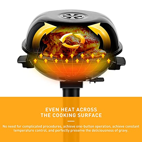 Electric BBQ Grill Techwood 15-Serving Indoor/Outdoor Electric Grill for Indoor & Outdoor Use, Double Layer Design, Portable Removable Stand Grill, 1600W (Stand Black BBQ Grills)