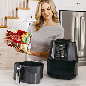 Ninja AF101 Air Fryer that Crisps, Roasts, Reheats, & Dehydrates, for Quick, Easy Meals, 4 Quart Capacity, & High Gloss Finish, Grey