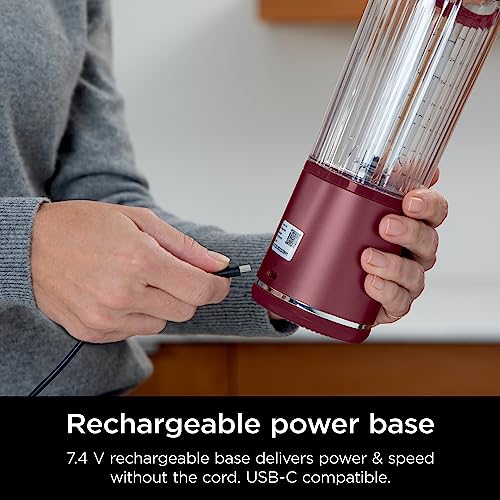 Ninja BC151CR Blast Portable Blender, Cordless, 18oz. Vessel, Personal Blender-for Shakes & Smoothies, BPA Free, Leakproof-Lid & Sip Spout, USB-C Rechargeable, Dishwasher Safe Parts, Cranberry Red