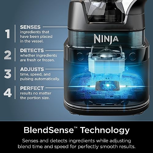 Ninja TB301 Detect Duo Power Blender Pro + Single Serve, BlendSense Technology, Blender For Smoothies, Shakes & More, 1800 Peak Watts, 72 oz. Pitcher, (2) 24 oz. To-Go Cups, Black