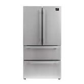 Forno Moena 36" Inch W. Refrigerator and Freezer with 19.2 cu.ft Total Capacity - French Door Counter Stainless Steel Freestanding Fridge with Ice Maker, Child Safety Lock and Touch Control