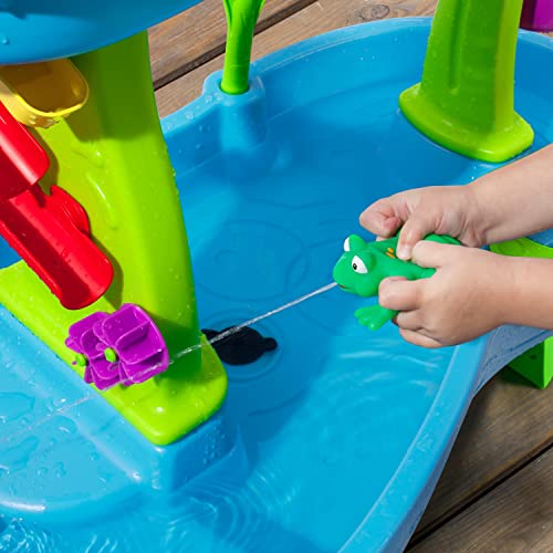 Step2 Rain Showers Splash Pond Toddler Water Table, Outdoor Kids Water Sensory Table, Ages 1.5+ Years Old, 13 Piece Water Toy Accessories, Blue & Green