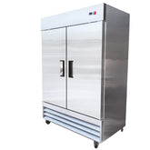 Commercial Refrigerator 2 doors Stainless Steel Solid 54" Width, Capacity 43Cuft, 110V for Restaurant Kitchen Cooler Fridge all32dup1