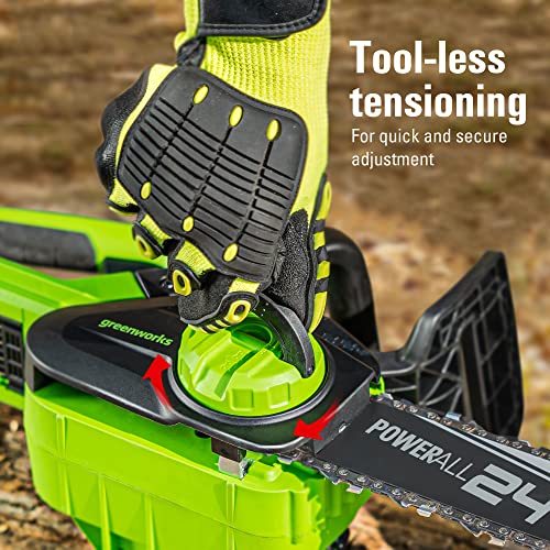 Greenworks 24V 10" Cordless Compact Chainsaw (Great For Storm Clean-Up, Pruning, and Firewood / 125+ Compatible Tools), 2.0Ah Battery and Charger Included