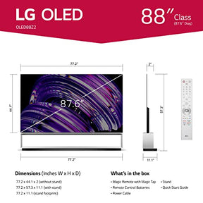 LG Signature 88-Inch Class OLED Z2 Series Alexa Built-in 8K Smart TV, 120Hz Refresh Rate, AI-Powered , Dolby Vision IQ and Dolby Atmos, WiSA Ready, Cloud Gaming (OLED88Z2PUA, 2022)