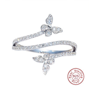 Silver Double Butterfly Rings