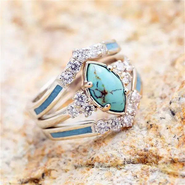 Achieving Dreams Turquoise 3-Piece Ring Set