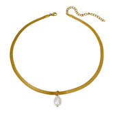 Wide Flat Snake Pearl Necklace