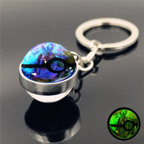 Glass Ball Pendant Cartoon Keychain