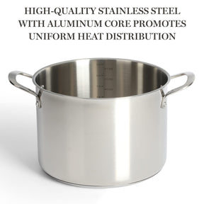 Martha Stewart Castelle 10 Piece 18/8 Stainless Steel Induction Safe Pots and Pans Non-Toxic Cookware Set