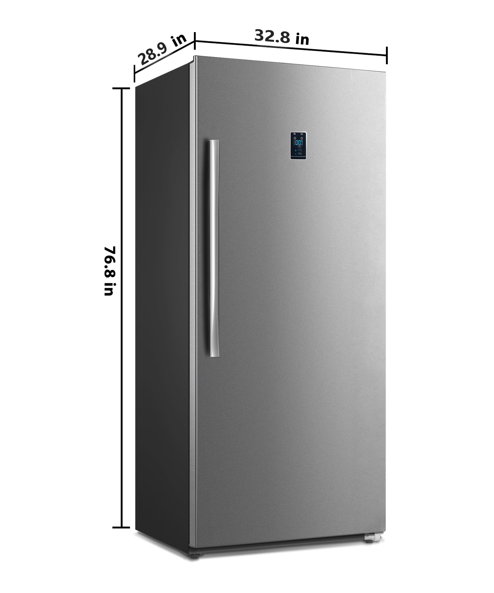 Techomey Upright Freezer 21 Cu.Ft, Stand Up Convertible Freezer/Refrigerator 115v, Garage Vertical Freezer with Single Door, Quick Freeze, Stainless Steel，Lock