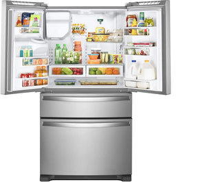 Whirlpool 24.5-cu ft 4-Door Standard-Depth French Door Refrigerators Single Ice Maker (Fingerprint-Resistant Stainless Steel) WRX735SDHZ