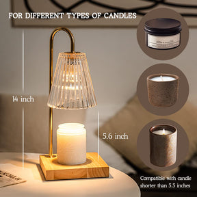 Marycele Candle Warmer Lamp, Electric Candle Lamp Warmer, Mothers Day Gifts for Mom, House Warming Gifts New Home Bedroom Decor Dimmable Wax Melt Warmer for Scented Wax with 2 Bulbs, Jar Candles