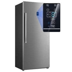 Techomey Upright Freezer 21 Cu.Ft, Stand Up Convertible Freezer/Refrigerator 115v, Garage Vertical Freezer with Single Door, Quick Freeze, Stainless Steel，Lock