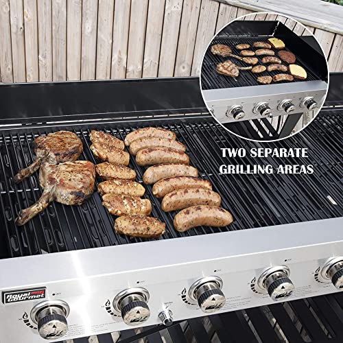 Royal Gourmet 8-Burner Gas Grill, 104,000 BTU Liquid Propane Grill, Independently Controlled Dual Systems, Outdoor Party or Backyard BBQ, Black