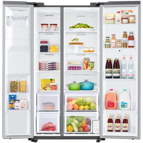 SAMSUNG 21.5 Cu Ft Side By Side Counter Depth Smart Refrigerator w/ 21.5” Touch Screen Family Hub, In-Door Ice Maker, Energy Star Certified, RF22t5561SR/AA, Fingerprint Resistant Stainless Steel