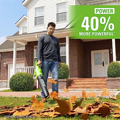 Greenworks 40V (160 MPH / 700 CFM / 75+ Compatible Tools) Cordless Brushless Axial Leaf Blower, 8.0Ah Battery and Charger Included