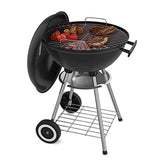 18 Inch Portable Charcoal Grill with Wheels for Outdoor Cooking Barbecue Camping BBQ Coal Kettle Grill - Heavy Duty Round with Thickened Grilling Bowl Wheels for Small Patio Backyard