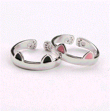 Black and White Cat Couple Rings