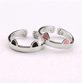 Black and White Cat Couple Rings