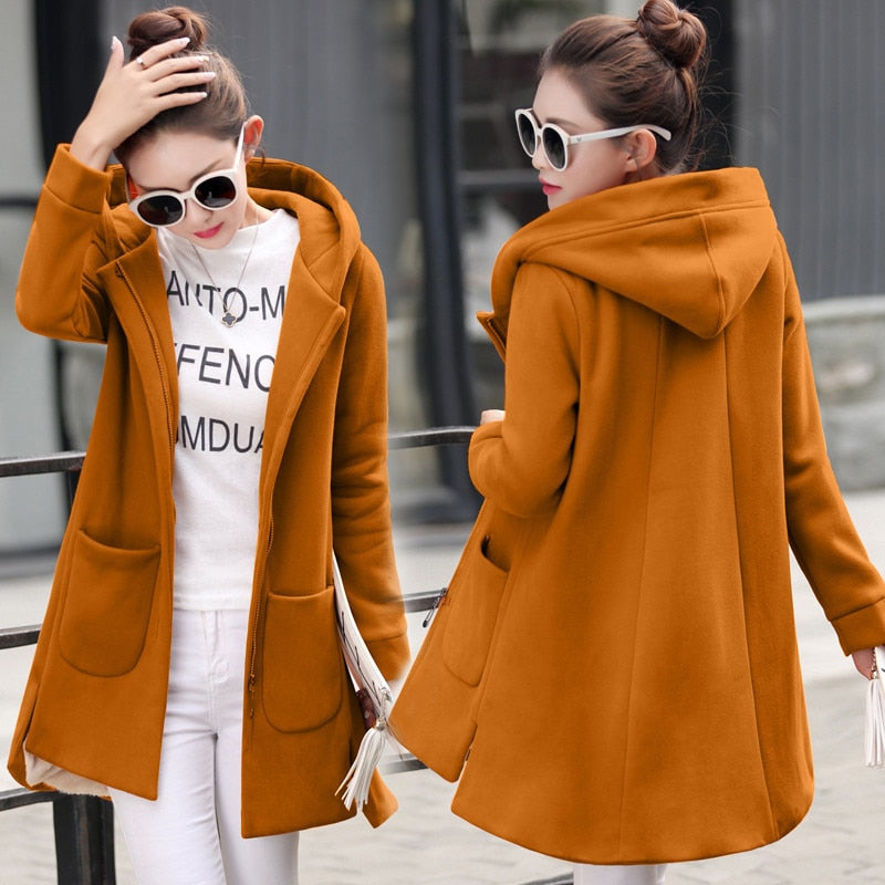 Fleece Long Hooded Coats