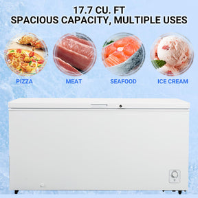 Smad Chest Freezer 17.7 Cu. Ft, Deep Freezer Freestanding Top Door Freezer Chest, 4 Removable Basket, 8 Adjustable Temperature Chest Freezers for Garages, Kitchen, Commercial White