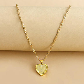 Initial Letter Heart Pendant Necklace