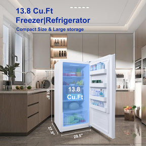 SMETA Stand Up Freezer 13.8 Cuft, Upright Deep Freezer/Refrigerator, Garage Kitchen Convertible Counter Depth Refrigerator, Standing Freezer Upright Vertical Frost Free, White