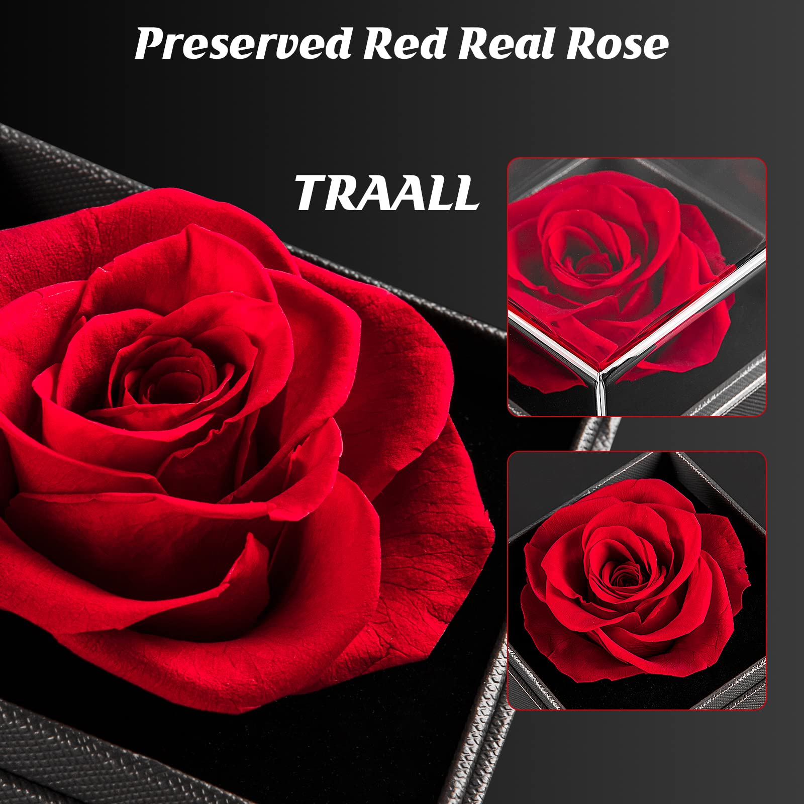 TRAALL Mom Gifts for Mothers Day Preserved Real Rose with I Love You Necklace Eternal Rose Flowers Gifts for Mom Wife Girlfriend Grandma on Mothers Day Anniversary Birthday Gifts for Women(Red)