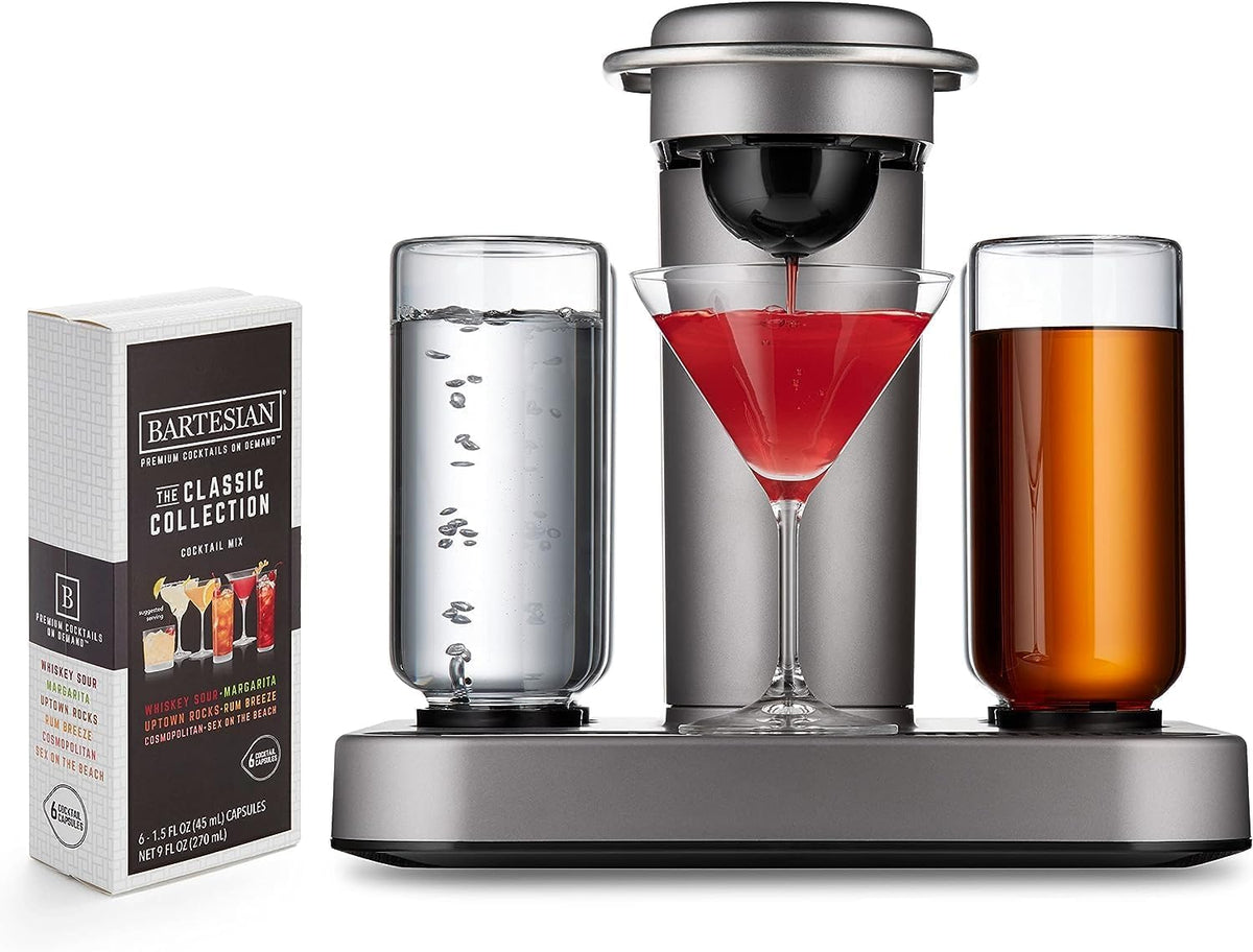 Bartesian Premium Cocktail Machine with The Classic Collection Cocktail Mixer Capsules Bundle