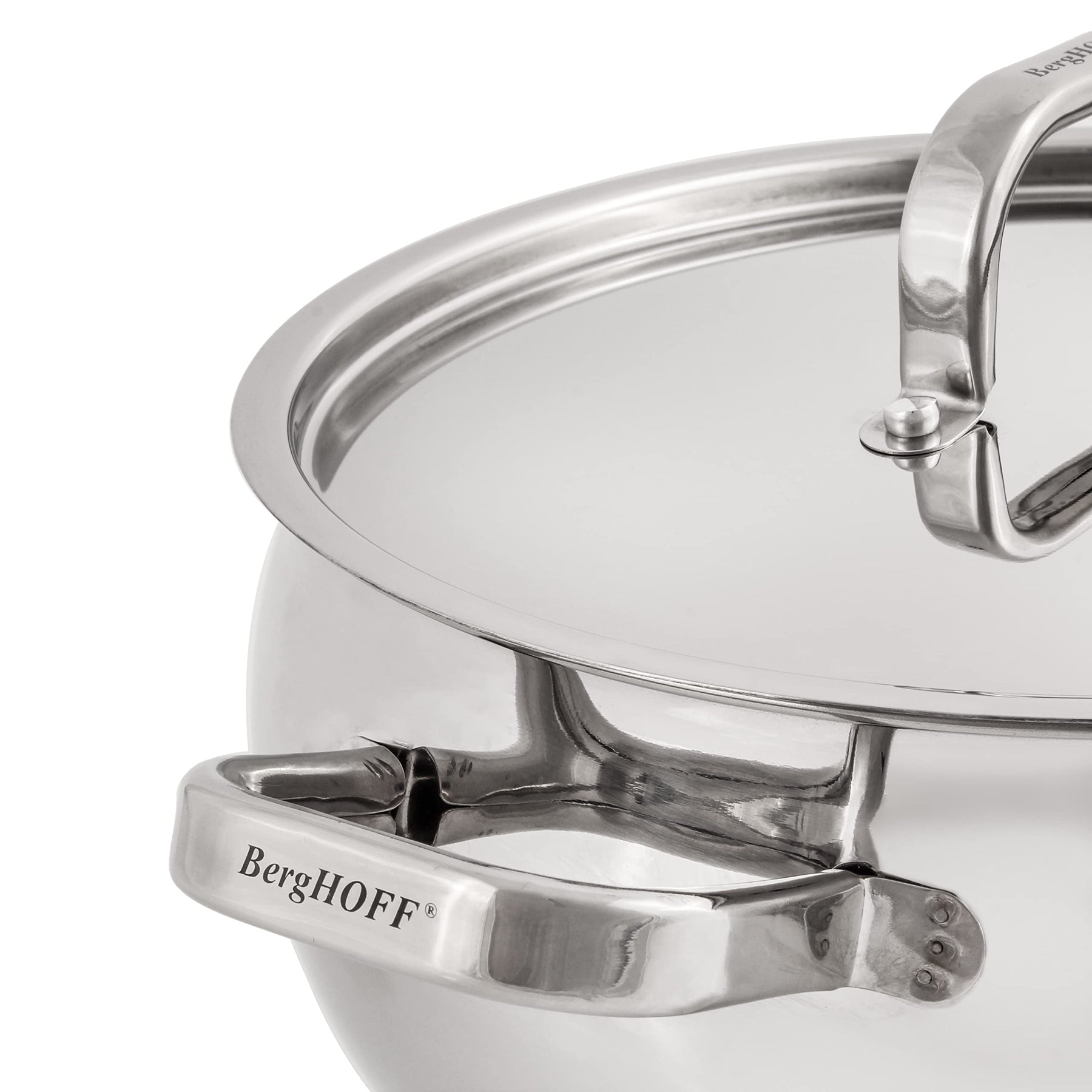 BergHOFF Belly Shape 18/10 Stainless Steel 12Pc Cookware Set, Metal Lids, Fast, Evenly Heat, Induction Cooktop Ready