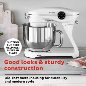 Instant Pot Instant Stand Mixer Pro,600W 10-Speed Electric Mixer with Digital Interface,7.4-Qt Stainless Steel Bowl,Dishwasher Safe Whisk,Dough Hook and Mixing Paddle,Pearl