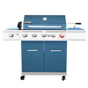 Royal Gourmet GA5403B 5-Burner BBQ Cabinet Style Propane Gas Grill with Rotisserie Kit, Sear Burner, Rear Burner and Side Burner, 74,000 BTU Patio Picnic Backyard, Outdoor Party, Blue