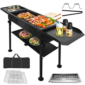 VACHAN Portable Charcoal Grills for Outdoor BBQ, Hibachi BBQ Lamb Skewer Folded Camping Barbecue Kabob Grill for Garden Backyard Party Picnic Travel Outdoor Cooking