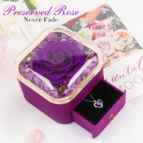 Beferr Mothers Day Mom Gifts for Women Birthday Gifts Preserved Real Purple Rose with Necklace Eternal Roses Forever Flowers Mothers Day Rose Gifts for Mom from Daughter Wife Sister Grandma