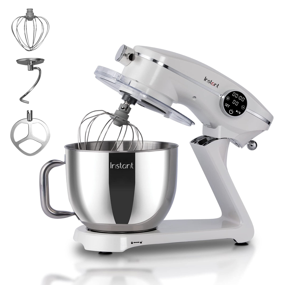 Instant Pot Instant Stand Mixer Pro,600W 10-Speed Electric Mixer with Digital Interface,7.4-Qt Stainless Steel Bowl,Dishwasher Safe Whisk,Dough Hook and Mixing Paddle,Pearl