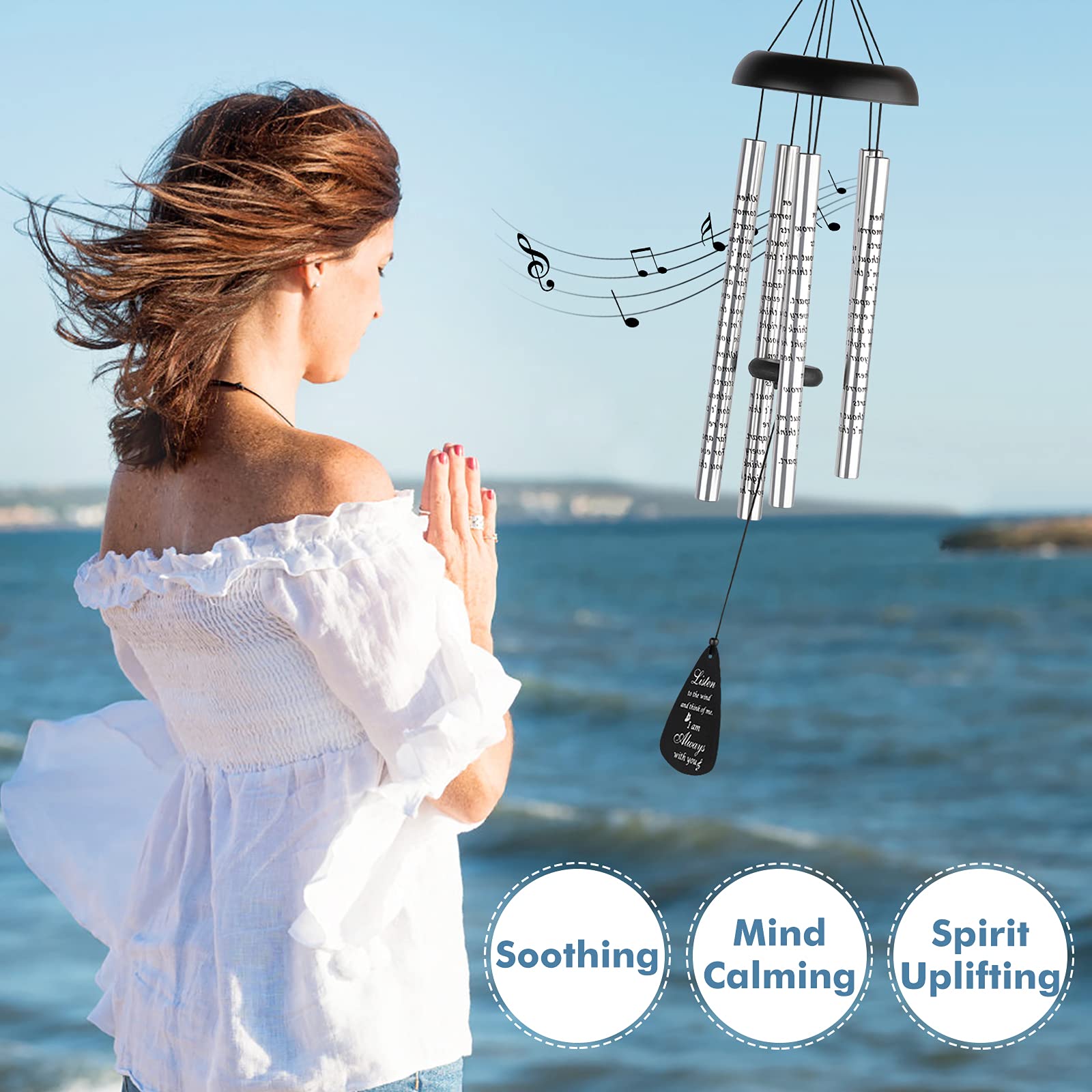 32'' Wind Chimes for Outside - Memorial Wind Chimes for Loss of Mother, Father or Loved One - Bereavement and Condolence Gift