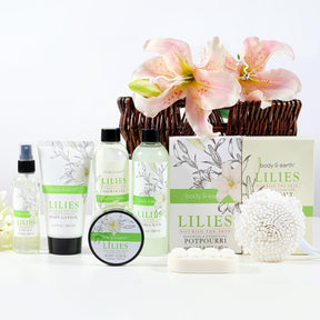 Gift Baskets For Women Body & Earth 10pcs Spa Gifts For Women, Lily Gift Baskets Bath and Body Works Gift Set For Women with Bubble Bath, Body Lotion, Birthday Gifts for Women Mothers Day Gifts