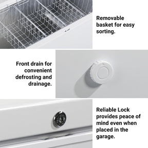 Smad Chest Freezer 17.7 Cu. Ft, Deep Freezer Freestanding Top Door Freezer Chest, 4 Removable Basket, 8 Adjustable Temperature Chest Freezers for Garages, Kitchen, Commercial White