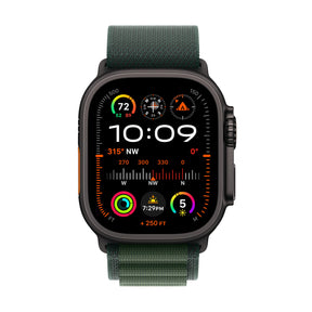 Apple Watch Ultra 2 [GPS + Cellular 49mm] Smartwatch, Sport Watch with Black Titanium Case with Dark Green Alpine Loop - S. Fitness Tracker, Precision GPS, Action Button, Carbon Neutral