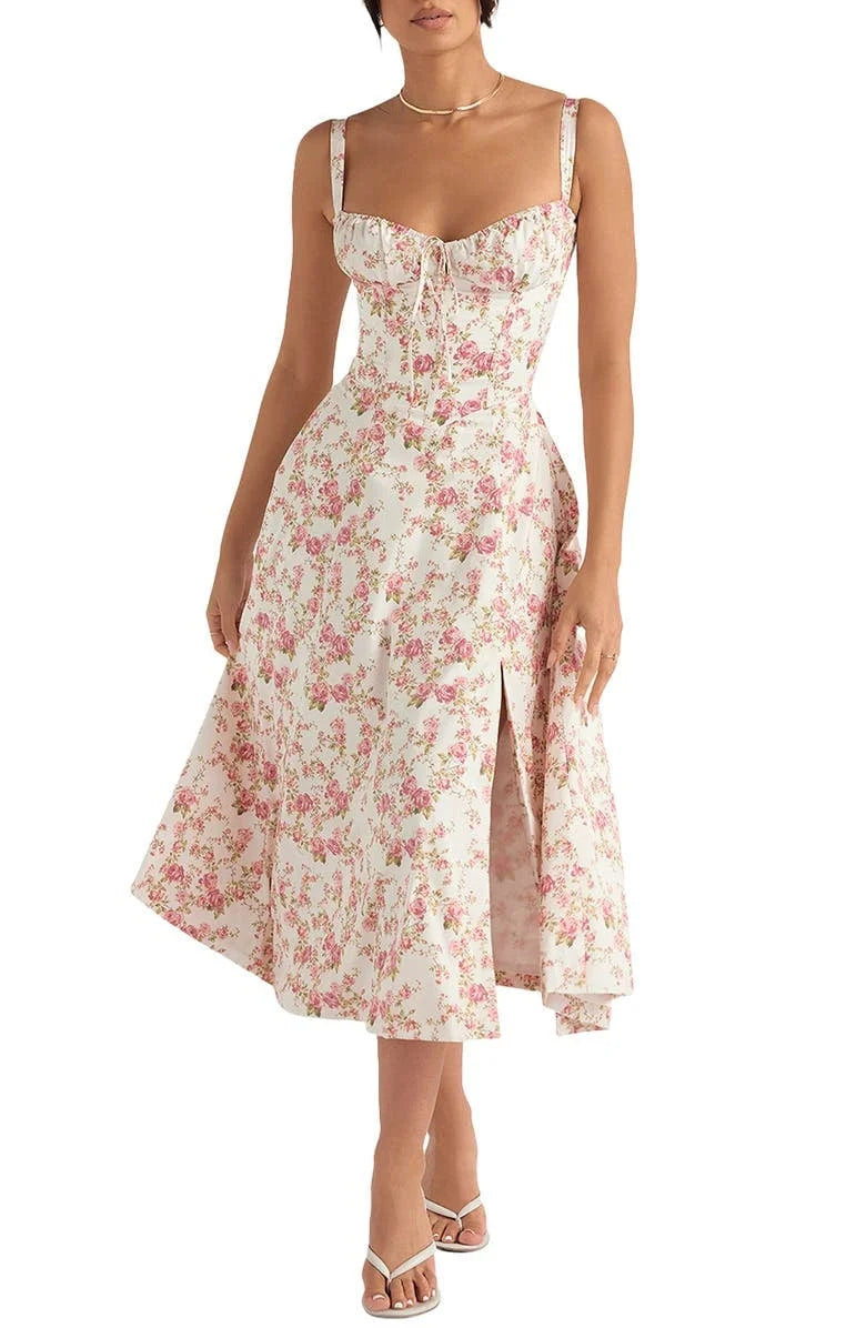 Floral Midriff Waist Shaper Dress