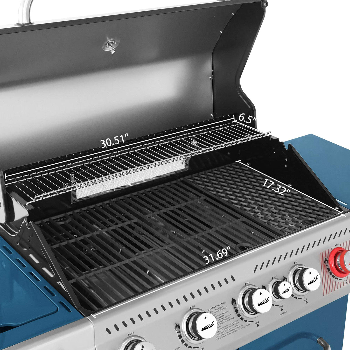 Royal Gourmet GA5403B 5-Burner BBQ Cabinet Style Propane Gas Grill with Rotisserie Kit, Sear Burner, Rear Burner and Side Burner, 74,000 BTU Patio Picnic Backyard, Outdoor Party, Blue