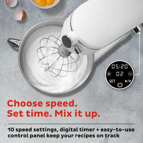 Instant Pot Instant Stand Mixer Pro,600W 10-Speed Electric Mixer with Digital Interface,7.4-Qt Stainless Steel Bowl,Dishwasher Safe Whisk,Dough Hook and Mixing Paddle,Pearl