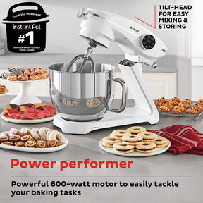 Instant Pot Instant Stand Mixer Pro,600W 10-Speed Electric Mixer with Digital Interface,7.4-Qt Stainless Steel Bowl,Dishwasher Safe Whisk,Dough Hook and Mixing Paddle,Pearl