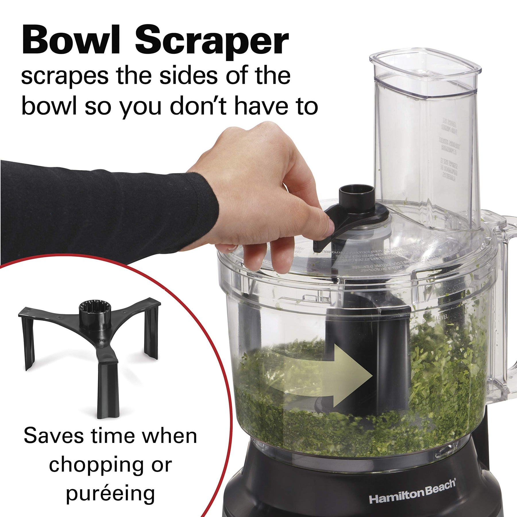 Hamilton Beach Food Processor & Vegetable Chopper for Slicing, Shredding, Mincing, and Puree, 10 Cups + Easy Clean Bowl Scraper, Black and Stainless Steel (70730)