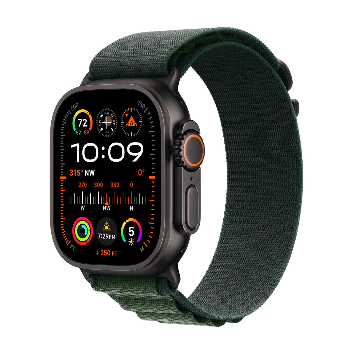 Apple Watch Ultra 2 [GPS + Cellular 49mm] Smartwatch, Sport Watch with Black Titanium Case with Dark Green Alpine Loop - S. Fitness Tracker, Precision GPS, Action Button, Carbon Neutral