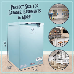 Nostalgia Classic Retro 3.5 Cu.Ft. Chest Freezer and Refrigerator All in One, Includes Rolling Wheels, Portable, Indoor/Outdoor, Lock and Keys, Removable Basket, Adjustable Temperature Dial with Gauge