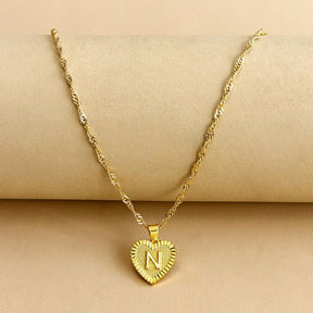 Initial Letter Heart Pendant Necklace