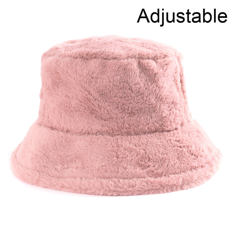 Winter Cow Leopard Faux Fur Fluffy Bucket Hats