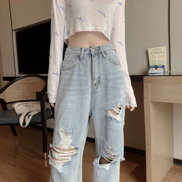 High Waist Ripped Jeans